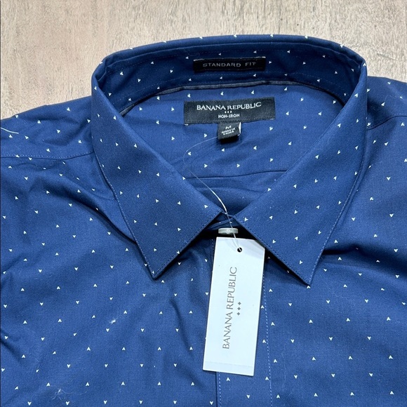Banana Republic Navy Polka Dot Button Down Shirt - Picture 2 of 5
